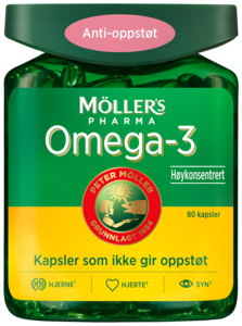 Møllers Omega-3 antioppstøt 80 kapsler
